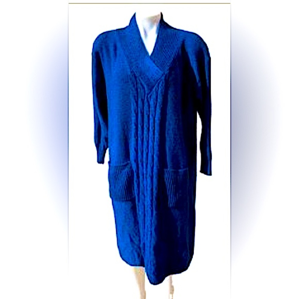 sweater dress long slv vtg midi length front pockets Maggie Lawrence plus sz 22